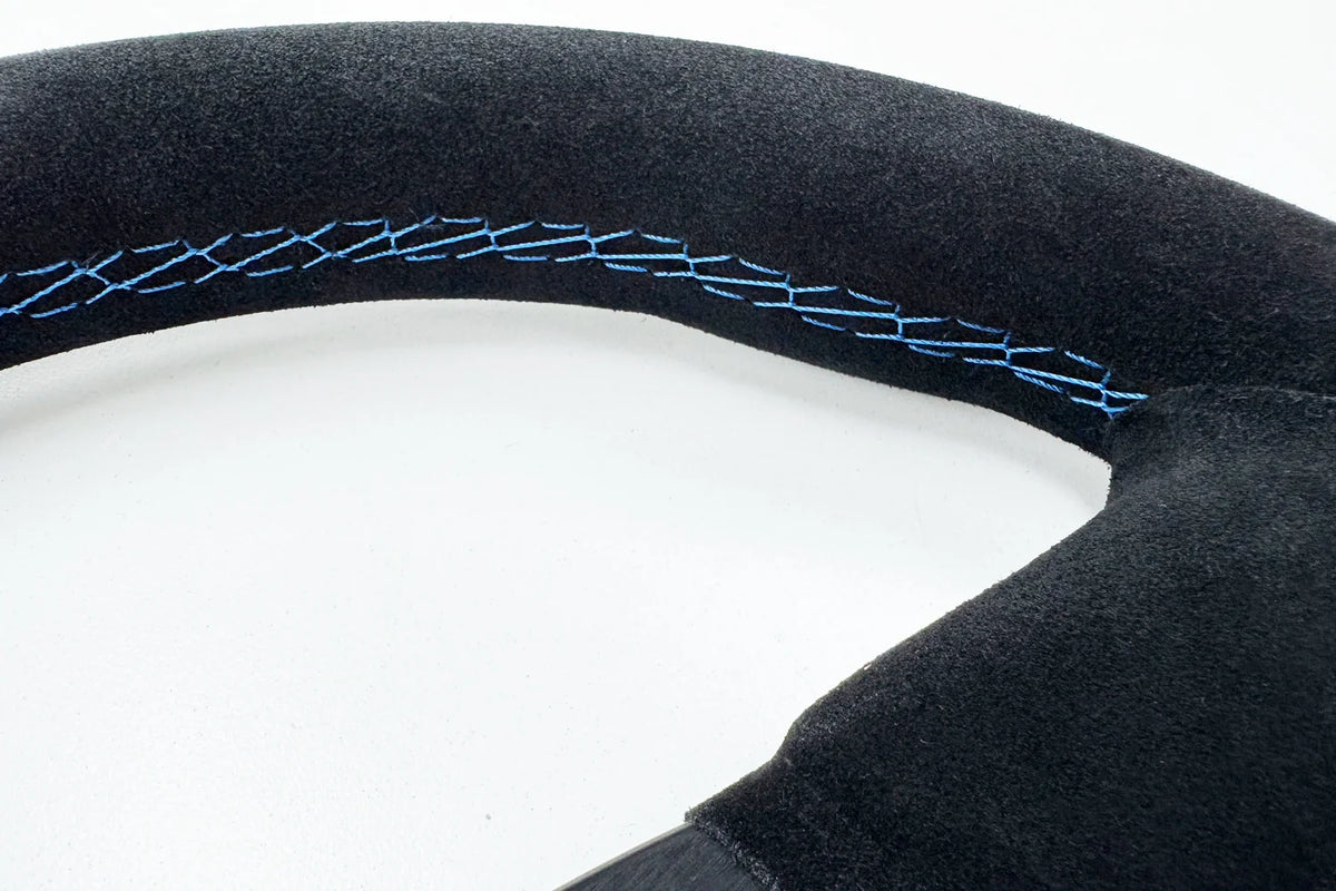 LAPTORR Sport Steering Wheels - 320mm Black Suede/Blue Stripe