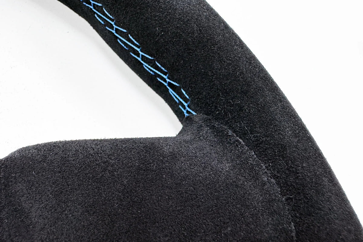 LAPTORR Sport Steering Wheels - 320mm Black Suede/Blue Stripe