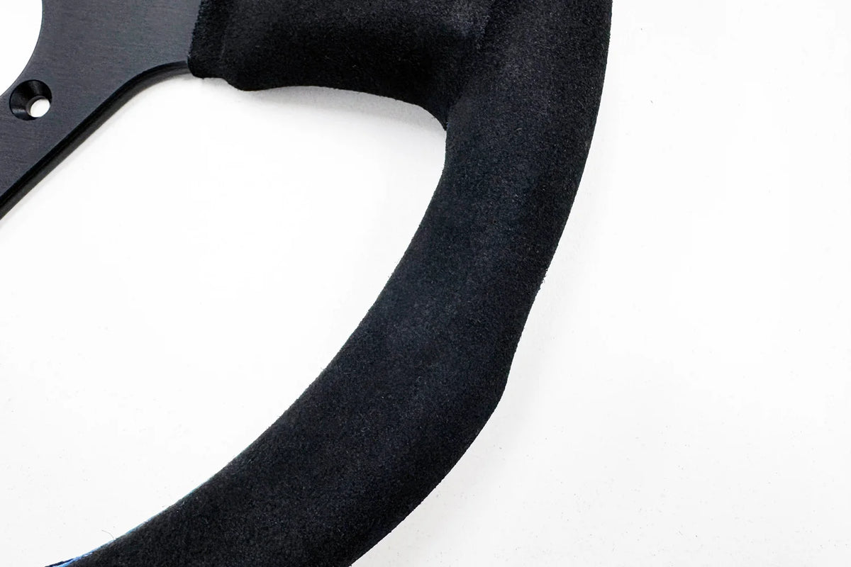 LAPTORR Sport Steering Wheels - 320mm Black Suede/Blue Stripe