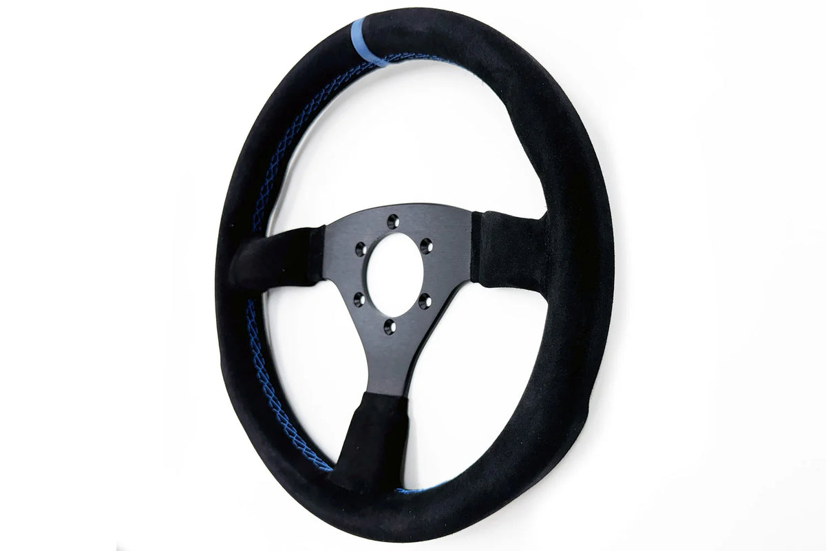 LAPTORR Sport Steering Wheels - 320mm Black Suede/Blue Stripe