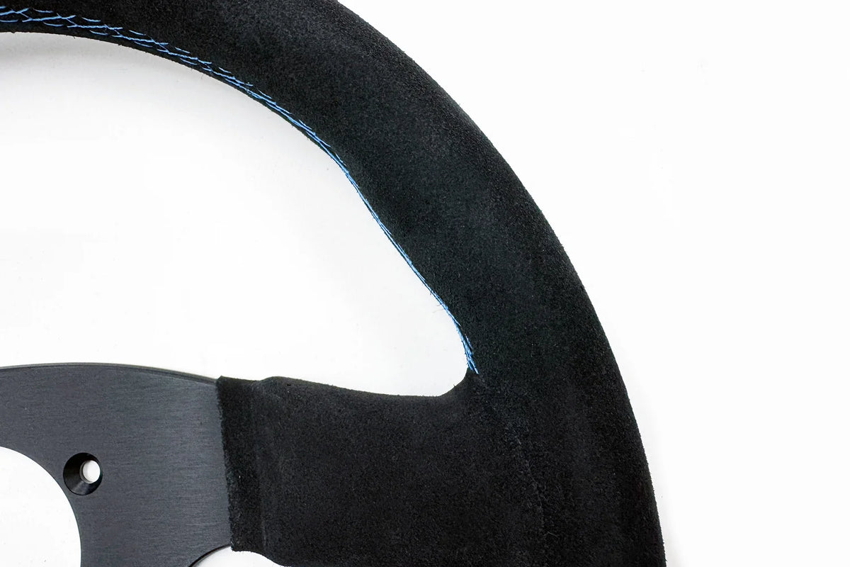LAPTORR Sport Steering Wheels - 320mm Black Suede/Blue Stripe