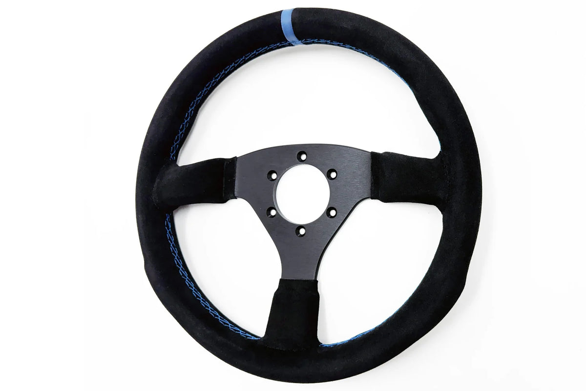LAPTORR Sport Steering Wheels - 320mm Black Suede/Blue Stripe