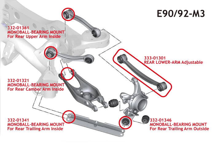 LAPTORR Mono Ball Bearing Mount Rear Camber Arm