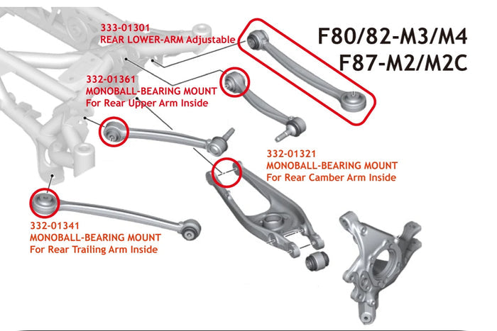 LAPTORR Mono Ball Bearing Mount Rear Camber Arm